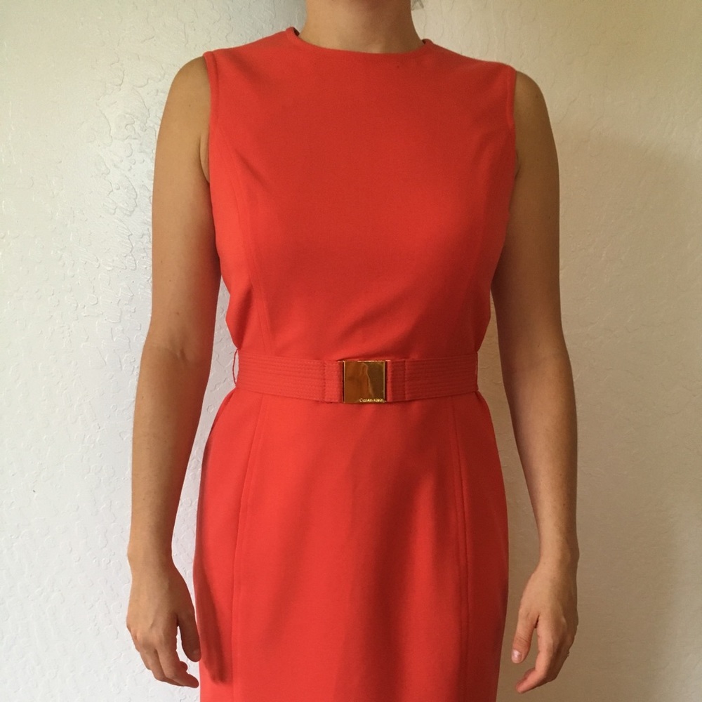 Calvin Klein red orange knee length dress